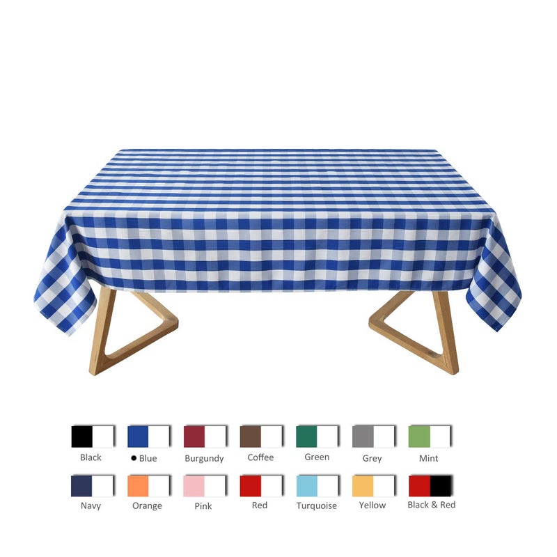 maxmill Checkered Tablecloth Stain Resistant Waterproof and Wrinkle Resistant Washable Heavy Weight Table Cloth Gingham for Dining Room and Outdoor Use, Rectangle 60 x 120 Inch Blue and White - Image 3